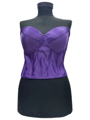 Corset pentru Rochii Mov Satin, fara bretele, cu cupe si balene