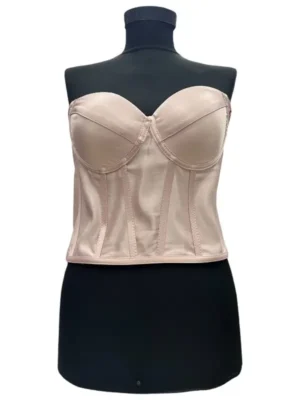 Corset pentru Rochii Roz Prafuit Satin, cu cupe si balene