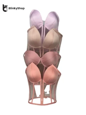 Corset pentru Rochii Roz Tulle, cu cupe si balene, fara bretele, reglabil.