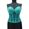 Corset pentru Rochii Verde Aqua Tulle, cu cupe si balene, fara bretele, reglabil.
