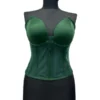 Corset pentru Rochii Verde Brad Tulle, cu cupe si balene, fara bretele, reglabil.
