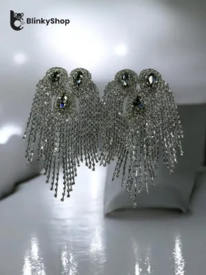 Epoleti Cu Franjuri si Cristale, metalici, argintii