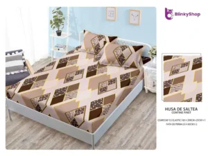 Husa pat 160x200 finet+2 fete perna E634, cu romburi