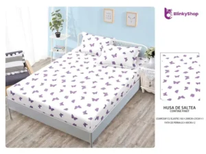 Husa pat 160x200 finet+2 fete perna E640, cu fluturasi mici