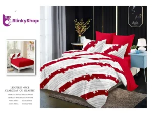 Lenjerie Finet 6 Piese N636, cu doua fete si 4 fete de perna