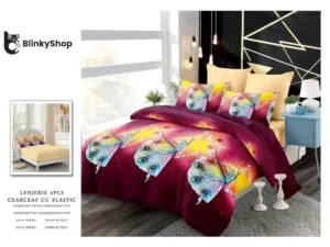 Lenjerie Finet 6 Piese cu Elastic E624, bumbac, 4 fete de perna