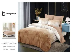 Lenjerie Finet 6 Piese cu Elastic E629, bumbac, 4 fete de perna