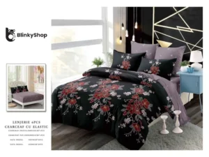 Lenjerie Finet 6 Piese cu Elastic E630, bumbac, 4 fete de perna