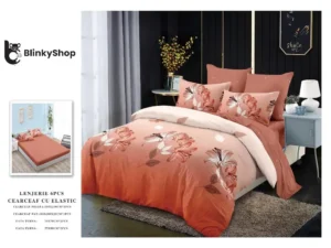 Lenjerie Finet 6 Piese cu Elastic E632, bumbac, 4 fete de perna