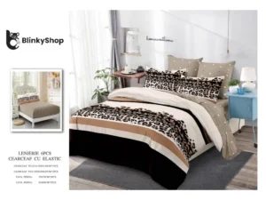 Lenjerie Finet 6 Piese cu Elastic E633 ,bumbac, 4 fete de perna