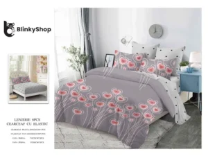 Lenjerie Finet 6 Piese cu Elastic E634,bumbac, 4 fete de perna