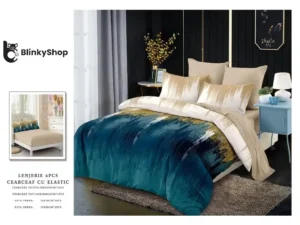 Lenjerie Finet 6 Piese cu Elastic E635, bumbac, 4 fete de perna