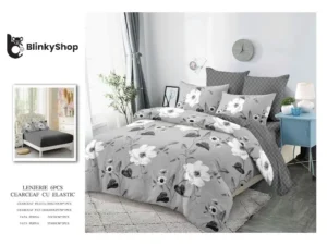 Lenjerie Finet 6 Piese cu Elastic E636, bumbac, 4 fete de perna