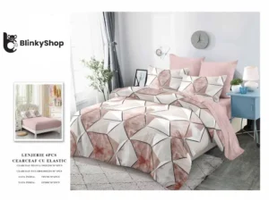 Lenjerie Finet 6 Piese cu Elastic E637, bumbac, 4 fete de perna