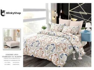 Lenjerie Finet 6 Piese cu Elastic E641, bumbac, 4 fete de perna