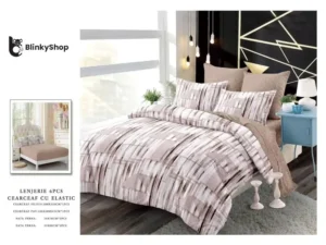 Lenjerie Finet 6 Piese cu Elastic E642, bumbac, 4 fete de perna