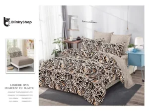 Lenjerie Finet 6 Piese cu Elastic E643, bumbac, 4 fete de perna