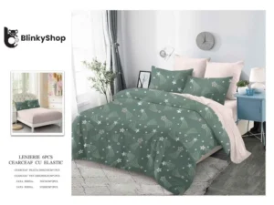 Lenjerie Finet 6 Piese cu Elastic E645,bumbac, 4 fete de perna