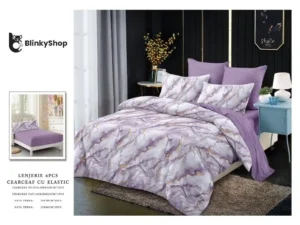 Lenjerie Finet 6 Piese cu Elastic E647, bumbac, 4 fete de perna