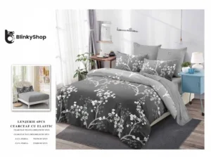 Lenjerie Finet 6 Piese cu Elastic E650, bumbac, 4 fete de perna