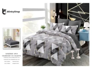 Lenjerie Finet 6 Piese cu Elastic E652, bumbac,cu 4 fete de perna