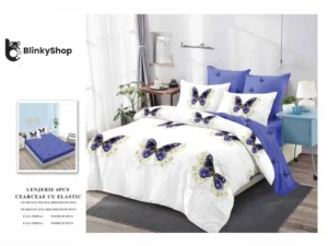 Lenjerie Finet 6 Piese cu Elastic E653, bumbac, cu 4 fete de perna