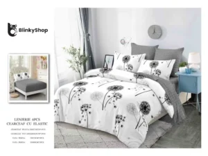 Lenjerie Finet 6 Piese cu Elastic E655, bumbac, cu 4 fete de perna