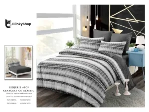 Lenjerie Finet 6 Piese cu Elastic E660, bumbac, 4 fete de perna