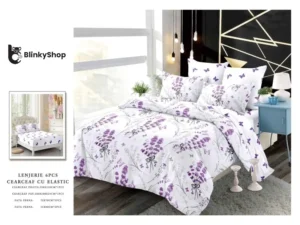 Lenjerie Finet 6 Piese cu Elastic E664, bumbac,4 fete de perna