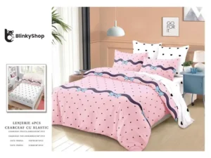 Lenjerie Finet 6 Piese cu Elastic E665, bumbac, 4 fete de perne