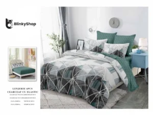 Lenjerie Finet 6 Piese cu Elastic E666, bumbac, cu 4 fete de perna