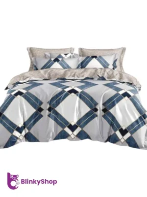 _Lenjerie Finet 6 Piese cu Elastic E706, 4 fete de perna, model cu romburi