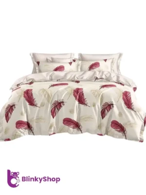 _Lenjerie Finet 6 Piese cu Elastic E713, model cu pene, 4 fete de perna