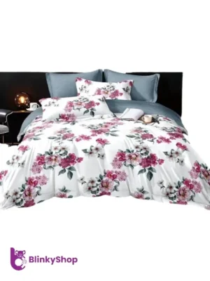 _Lenjerie Finet 6 Piese cu Elastic E718, model floral, cu 4 fete de perna