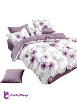 _Lenjerie Finet 6 Piese cu Elastic E720,model floral lila pudrat