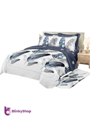 Lenjerie Finet 6 Piese cu Elastic E722,bleumarin cu alb, cu pene