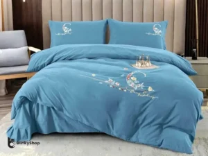 LENJERIE DE LUX BRODATA FINET C408, 4 piese, turcuaz