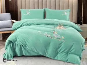 LENJERIE DE LUX BRODATA FINET C410 , 4 piese, aqua