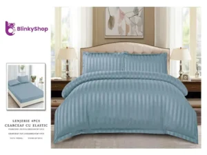 Lenjerie Damasc Horeca pat dublu D401, 4 ps, gri verzui