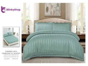 Lenjerie Damasc Horeca pat dublu D407, 4 piese, vernil prafuit