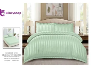 Lenjerie Damasc Horeca pat dublu D410, 2 fete de perna, verde fistic