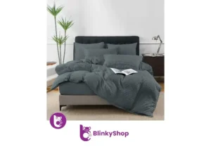 Lenjerie de lux bumbac tricotat B607, 4 piese, gri inchis