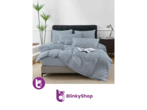 Lenjerie de lux bumbac tricotat B608, 4 piese, gri bleu