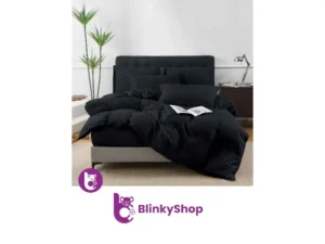 Lenjerie de lux bumbac tricotat B610, 4 piese, neagra