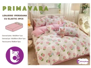 Lenjerie finet creponat 1pers C403, cearceaf cu elastic