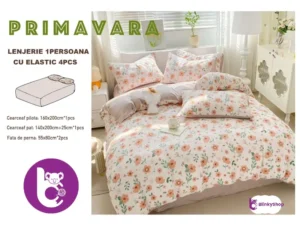 Lenjerie finet creponat 1pers C412, print flori