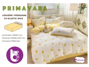 Lenjerie finet creponat 1pers C417, galbena cu ratuste
